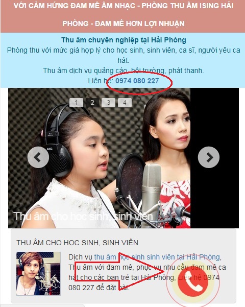 tạo nút click để gọi trên giao diện mobile website